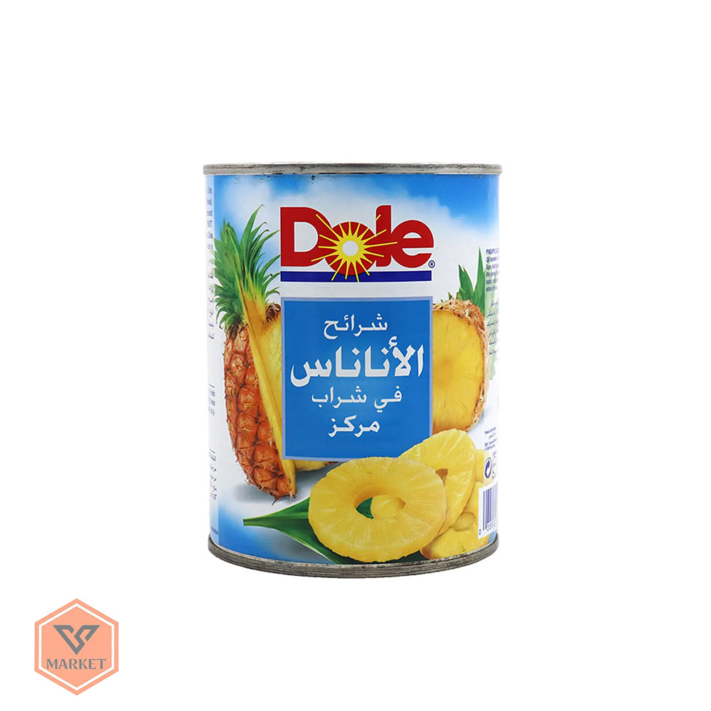 کمپوت آناناس حلقه‌ای دول (Dole) در شربت غلیظ | قوطی ۳ کیلویی |