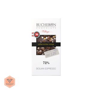 خرید شکلات تلخ ۷۲٪ بوچرون با دانه‌های قهوه و پرتقال سیسیلی (Bucheron Sicilian Espresso)