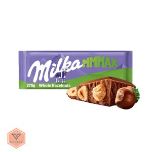خرید شکلات میلکا مکس فندق درسته (Milka MMMAX Whole Hazelnuts) - غول 270 گرمی کوهستان آلپ!