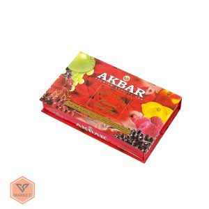 چای سیاه کیسهای اکبر با طعم میوههای استوایی و جنگلی – جعبه کادویی